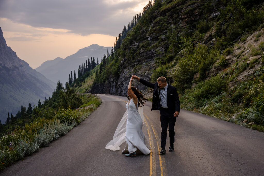 Adventure Photo Session day after wedding in Glacier National Park